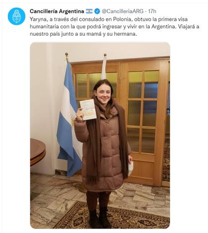 La Cancillería compartió la noticia en las redes sociales