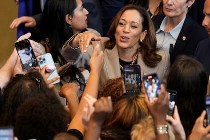 La candidata presidencial demócrata Kamala Harris en un evento en Largo, Maryland, el 15 de agosto del 2024. (Foto AP/Susan Walsh)