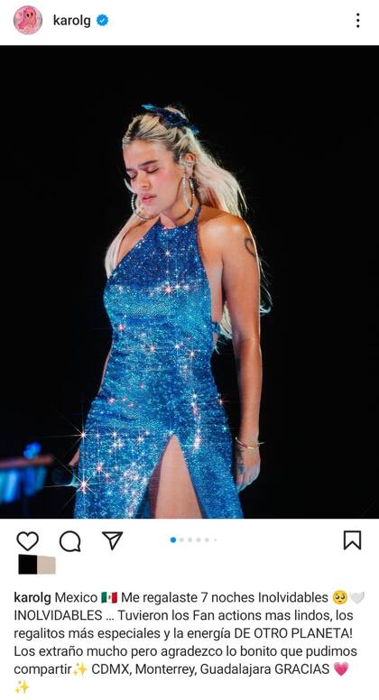 La cantante colombiana brindó siete shows en México que incluyeron las ciudades de Monterrey, Guadalajara y CDMX