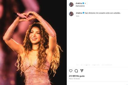 La cantante Shakira expresó su apoyo a la población de San Antonio