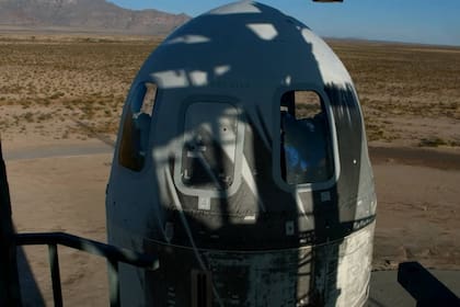 La cápsula donde viajan los pasajeros (Captura video Blue Origin)