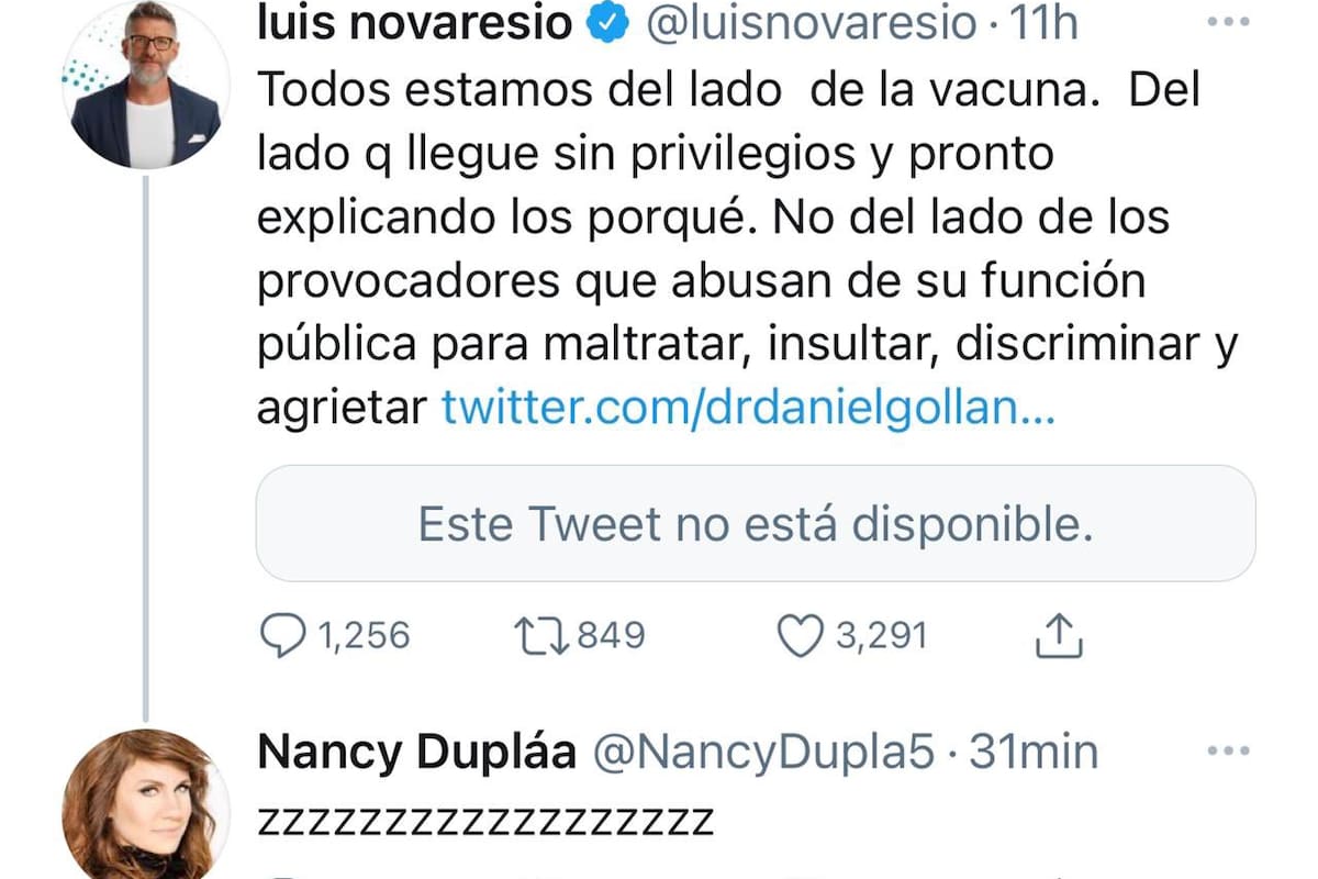 La captura del tuit que Nancy Dupláa eliminó minutos después