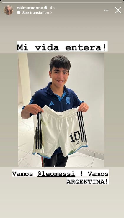 La captura que difundió Dalma Maradona de su sobrino, Benjamín