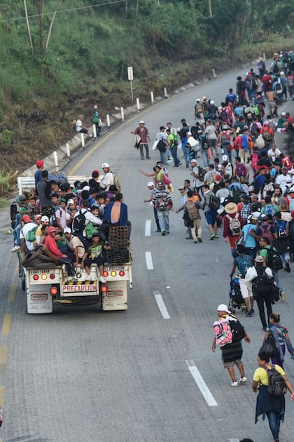 La caravana en Huixtla, México