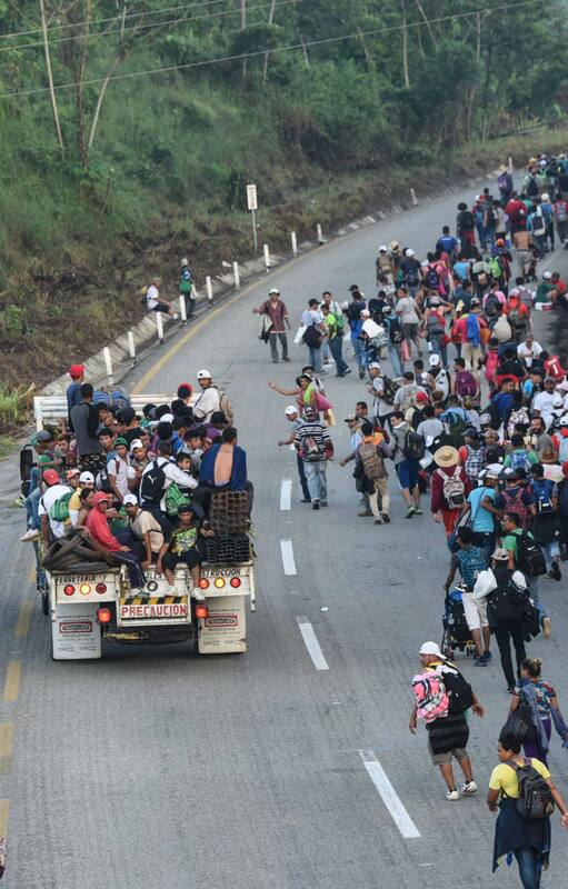 La caravana de inmigrantes en Huixtla, México