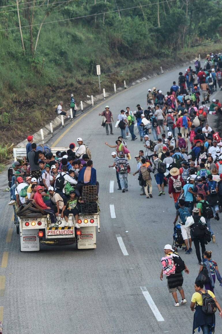 La caravana de inmigrantes en Huixtla, México
