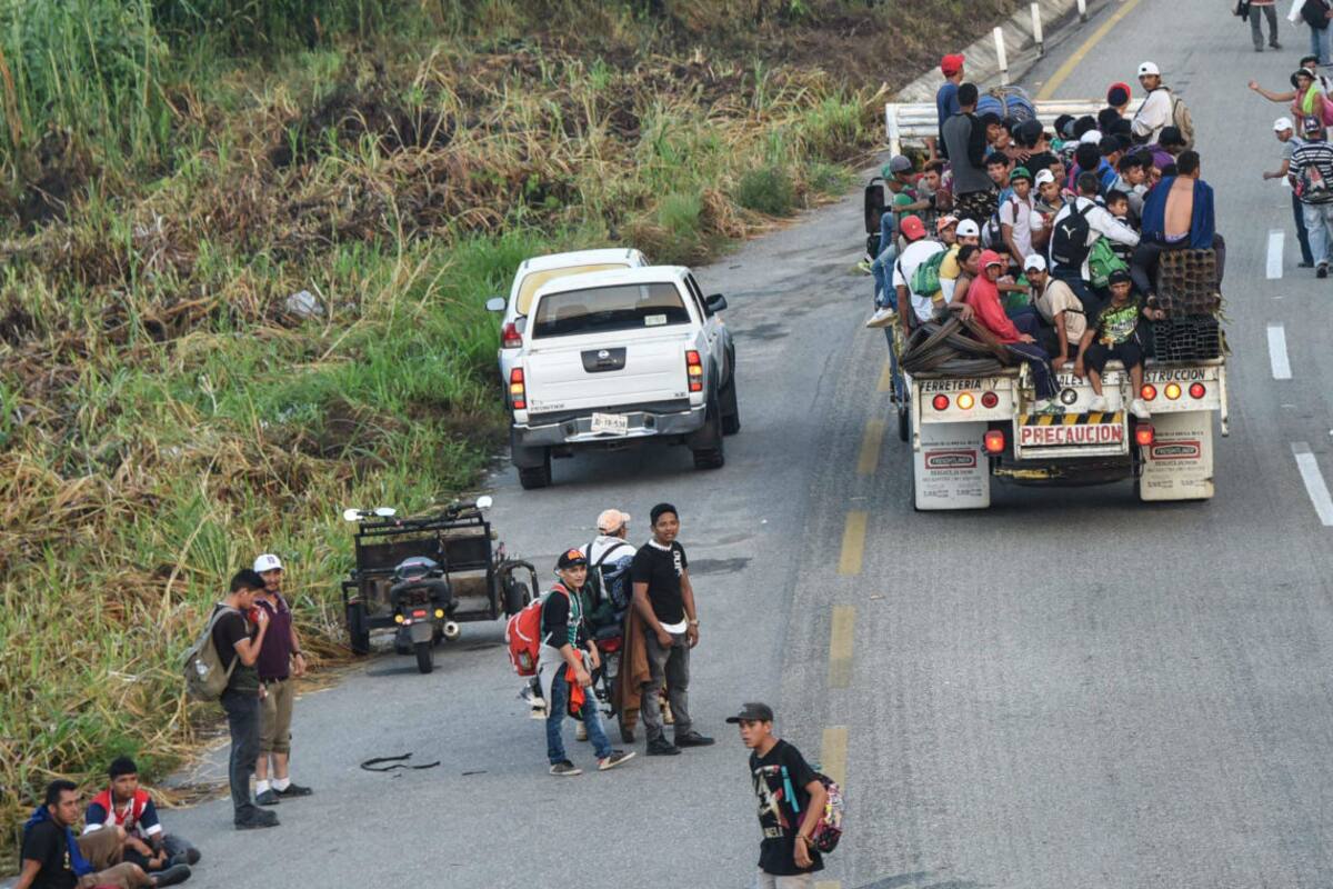 La caravana de inmigrantes en Huixtla, México
