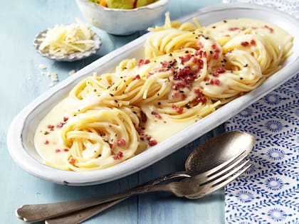 La carbonara, una combinación entre fideos, huevos y queso