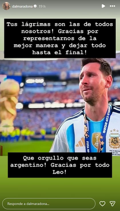 La cariñosa dedicatoria de Dalma para Messi tras la derrota
