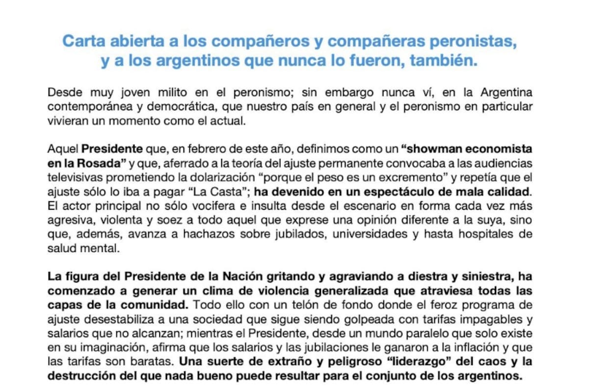 La carta abierta de Cristina Kirchner