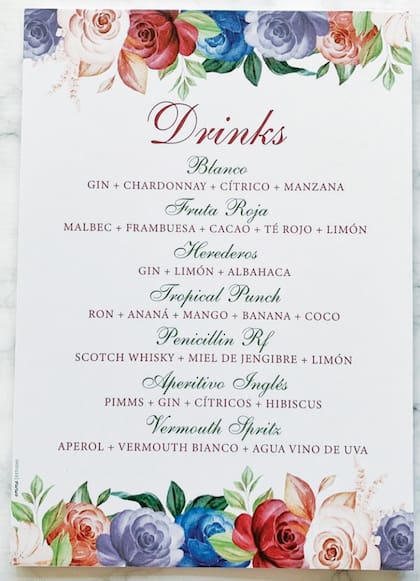 La carta de tragos.