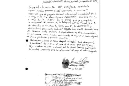 La carta de Fernando Sabag Montiel a la jueza María Eugenia Capuchetti
