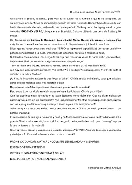La carta de la familia