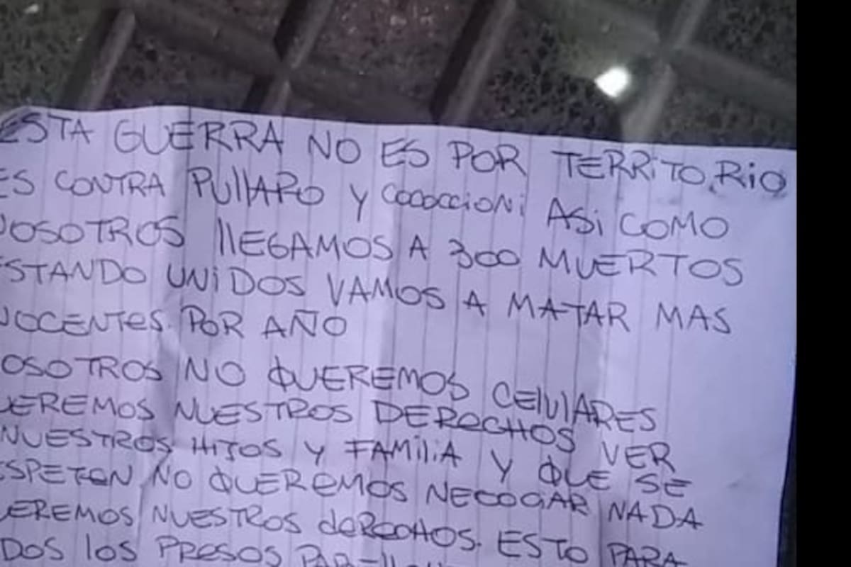 La carta de los atacantes con amenazas para Pullaro