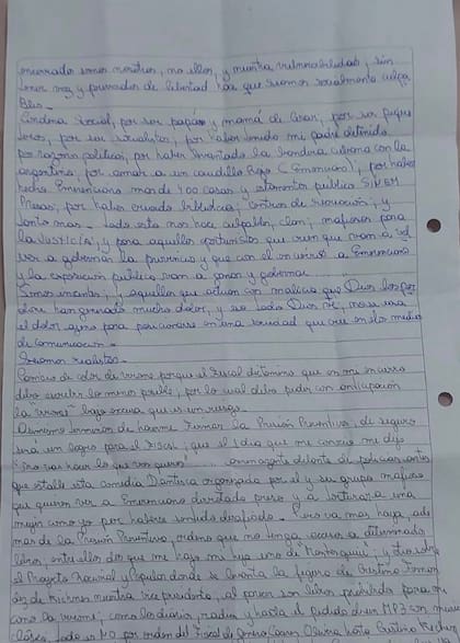 La carta de Marcela Acuña