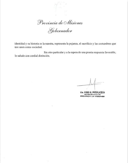 La carta del gobernador de Misiones a Luis Caputo