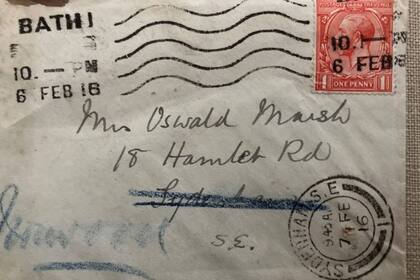 La carta fue dirigida a Katie Marsh, esposa de un comerciante de sellos