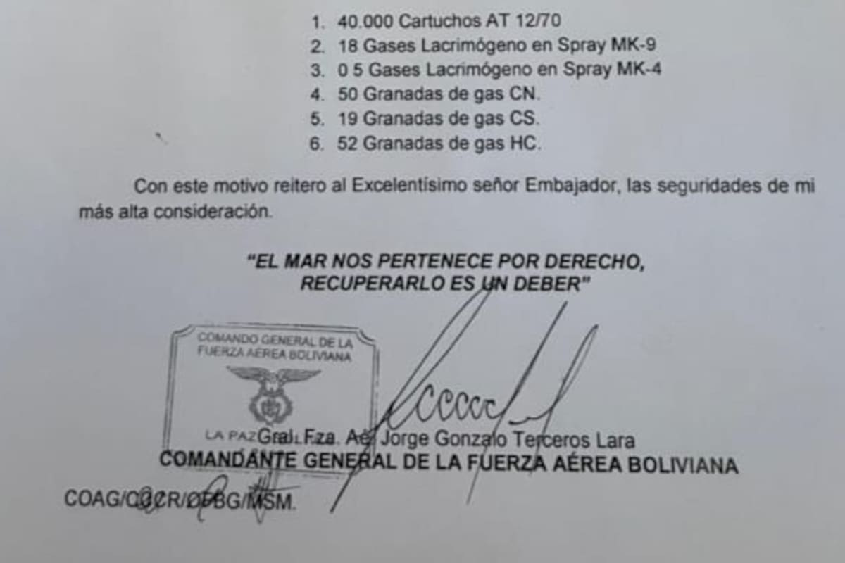 La carta presentada por el canciller boliviano