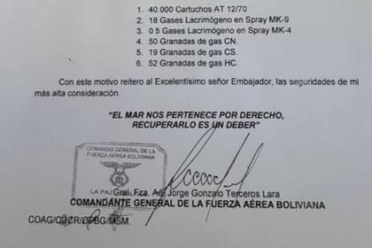 La carta presentada por el canciller boliviano