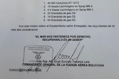 La carta que difundió la Cancillería de Bolivia y en la que se basan sus acusaciones contra el gobierno de Mauricio Macri