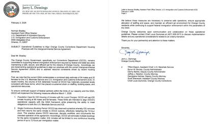 La carta que envió el alcalde de Orange, Jerry Demings, al ICE