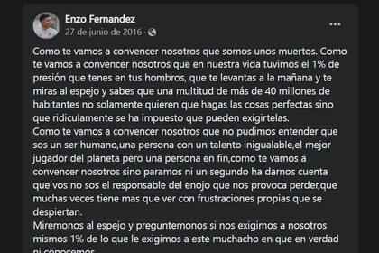 La carta que Enzo Fernández le escribió a Messi cuando tenía 15 años