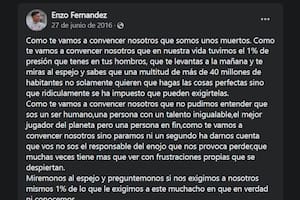 La carta que Enzo Fernández le escribió a Messi cuando tenía 15 años