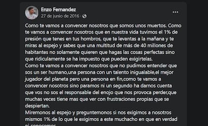 La carta que Enzo Fernández le escribió a Messi cuando tenía 15 años