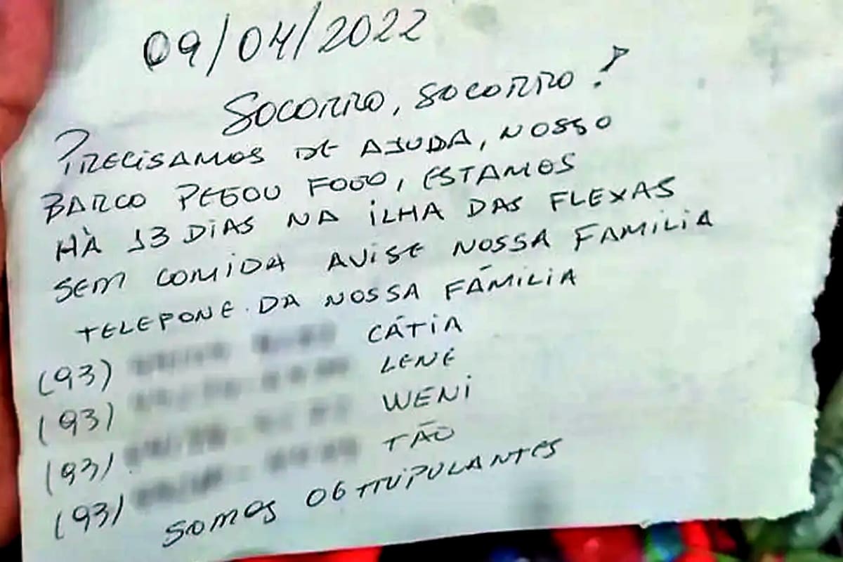 La carta que fue escrita por los naufragos