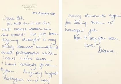 La carta que Lady Di le envió al diseñador real y en donde habla de su luna de miel en Escocia