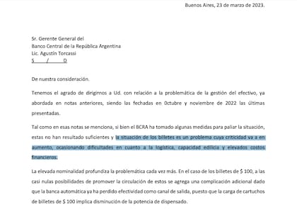La carta que le enviaron las entidades monetarias al Banco Central por el exceso de billetes y las dificultades que genera