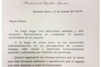 La carta que le mandó el Presidente al Papa