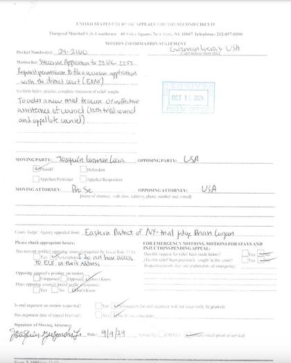 La carta que presentó el Chapo Guzmán solicitando un nuevo juicio por extradición ilegal y asesoría legal inadecuada
