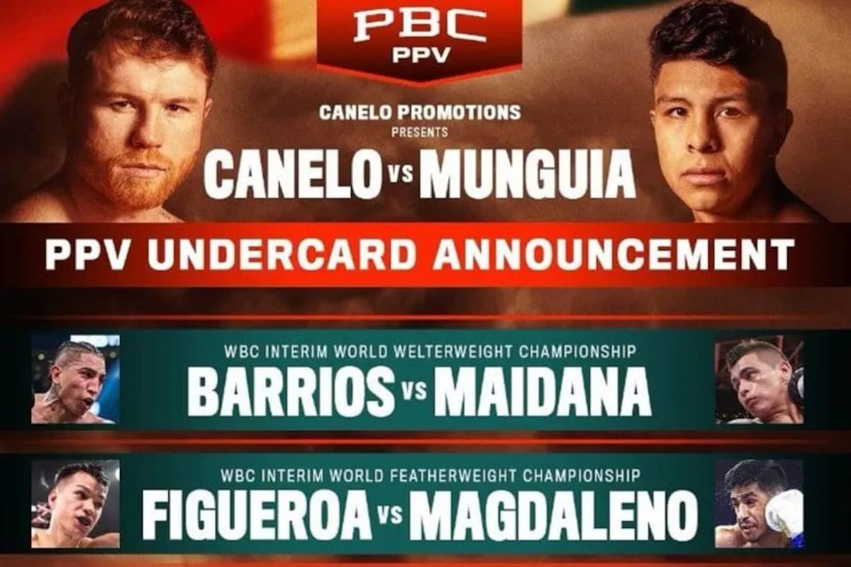La cartelera completa de la velada entre Saúl 'Canelo' Álvarez y Jaime Munguía, a disputarse este sábado en Las Vegas
