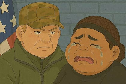 La Casa Blanca compartió una imagen con estética Ghibli en la que se veía a Virginia Basora González, una mujer dominicana indocumentada, siendo arrestada por agentes de inmigración.