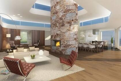 La casa cuenta con una cúpula de vidrio sobre el espacio habitable.
