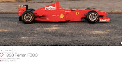 La casa de subastas Sotheby's sacó a la venta un vehículo histórico de la F1 y lo vendió por más de seis millones de dólares
