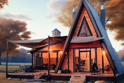 La casa estilo cabaña y casa de campaña prefabricada que se vende en Amazon es personalizable (Amazon)