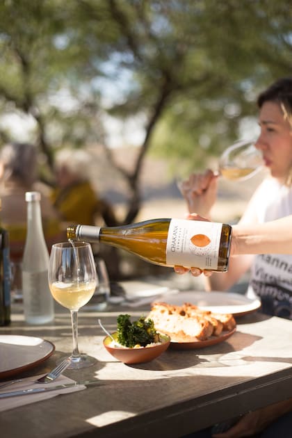 La cava "accesible" diseñada por Camila, la sommelier, incluye unas cien etiquetas locales de distintas bodegas y habilita el descorche, algo poco frecuente en Mendoza.