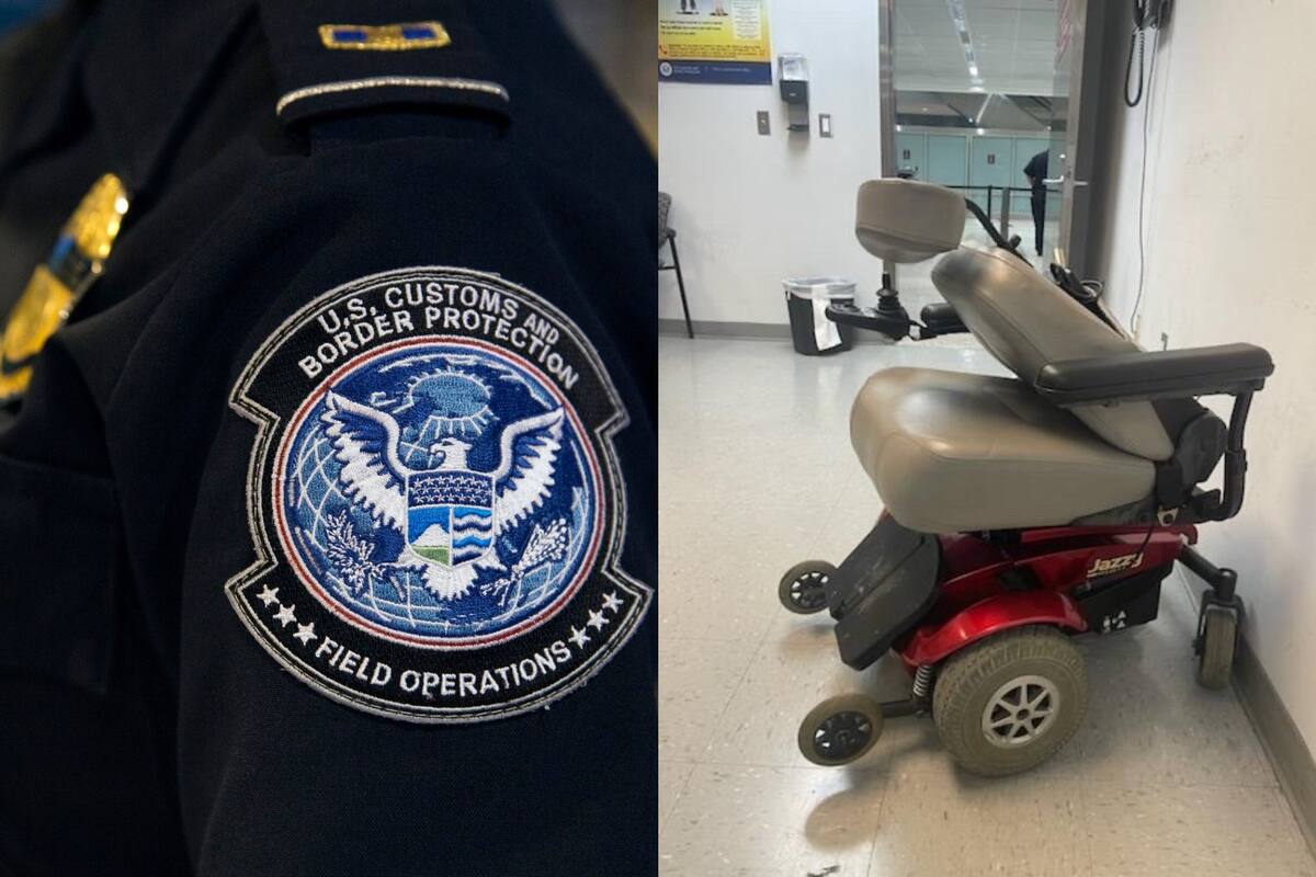 La CBP examinó la silla de ruedas y descubrió los paquetes de cocaína dentro del asiento