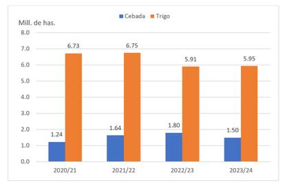 La cebada, con ventajas sobre el trigo en la campaña 2024/25