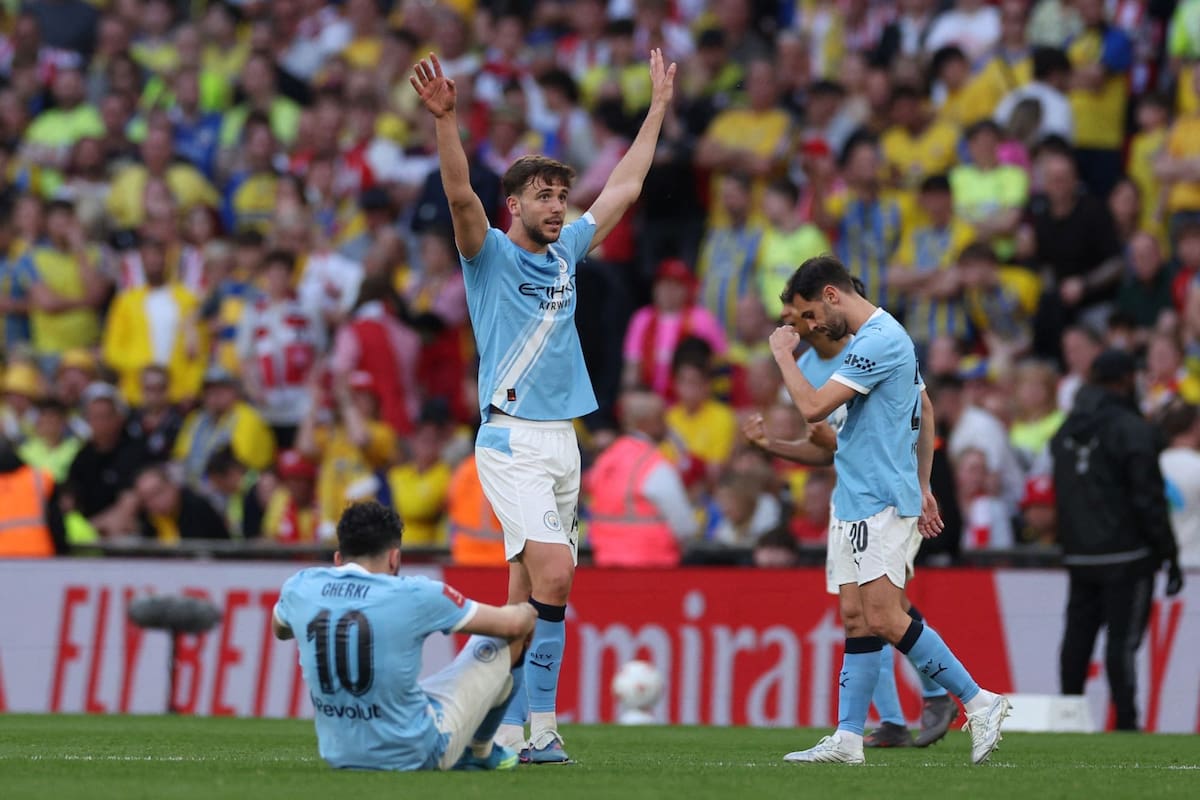 La celebración de los jugadores de Manchester City luego del triunfo