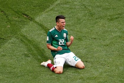 La celebración de Lozano, autor del gol de la victoria de México