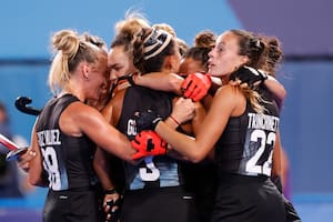 La celebración del segundo gol de las Leonas ante India