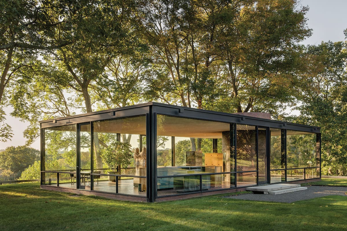 La célebre Casa de Cristal, de Philip Johnson, primer ganador del premio, en 1979