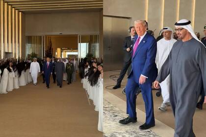 La ceremonia en el palacio Qasr Al Watan incluyó una coreografía femenina donde el vaivén del pelo representa alegría y poder femenino en el folclore árabe