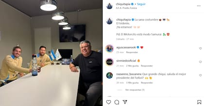 La chicana de Chiqui Tapia a De Paul, en una foto donde también dijo presente Messi