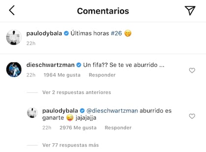 La chicana de Paulo Dybala al Peque Schwartzman. Crédito: Instagram