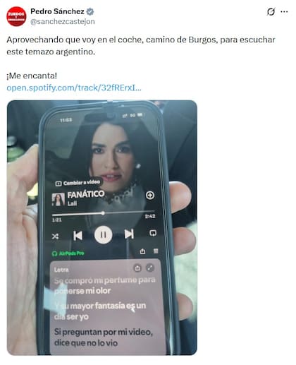 La chicana de Sánchez a Milei con una canción de Lali