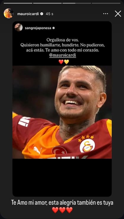 La China Suárez celebró la vuelta de Mauro Icardi a la cancha (Foto: Instagram @sangrejaponesa)